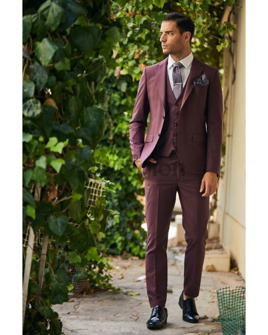 Κοστούμι Vittorio Firenze μωβ SLIM FIT
