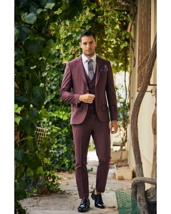 Κοστούμι Vittorio Firenze μωβ SLIM FIT