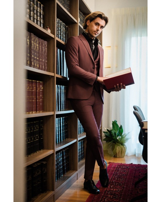 Κοστούμι Vittorio Firenze μωβ SLIM FIT