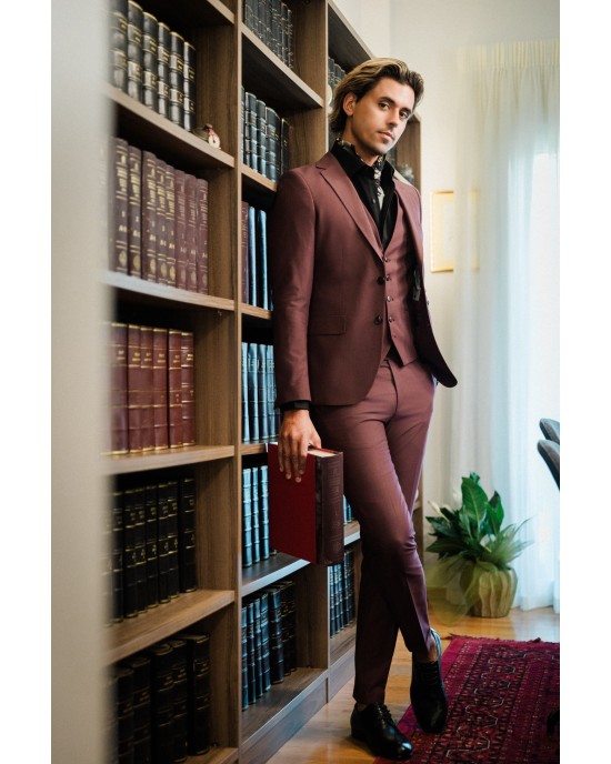 Κοστούμι Vittorio Firenze μωβ SLIM FIT