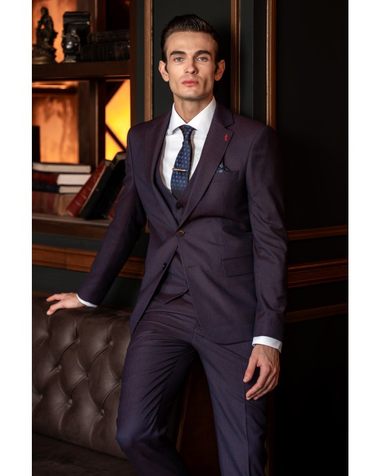Κοστούμι Vittorio Bari μωβ SLIM FIT