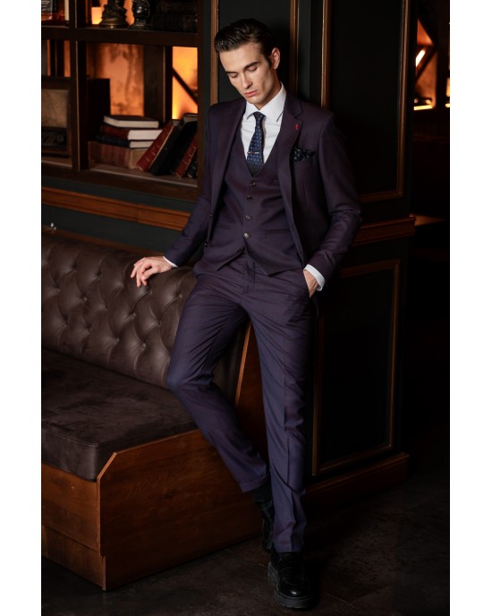 Κοστούμι Vittorio Bari μωβ SLIM FIT
