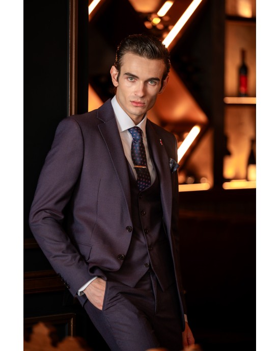 Κοστούμι Vittorio Bari μωβ SLIM FIT
