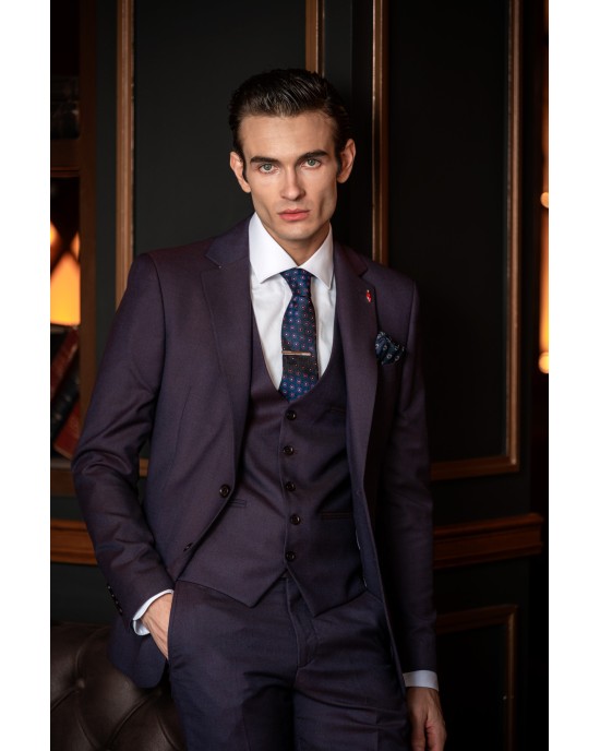 Κοστούμι Vittorio Bari μωβ SLIM FIT