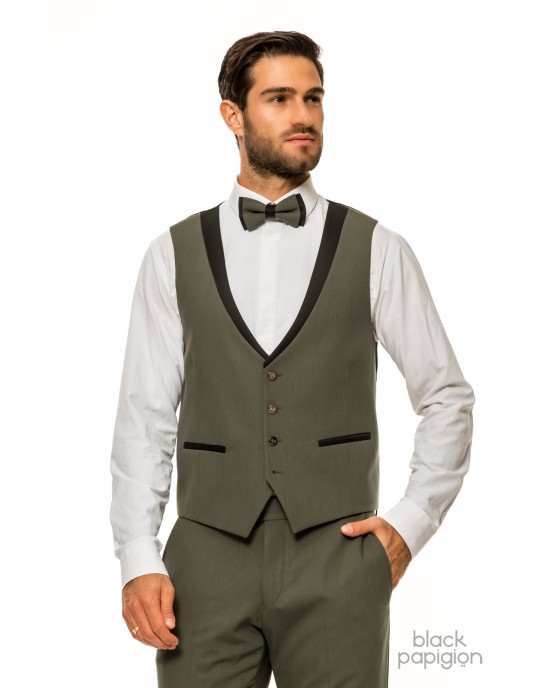 Κοστούμι 19V69 Italia Versace Abbigliamento Bruno Rolex λαδί SLIM FIT