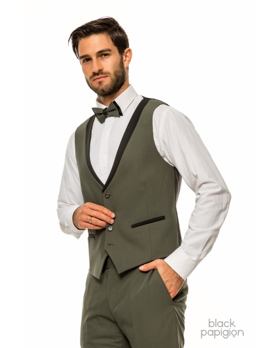 Κοστούμι 19V69 Italia Versace Abbigliamento Bruno Rolex λαδί SLIM FIT