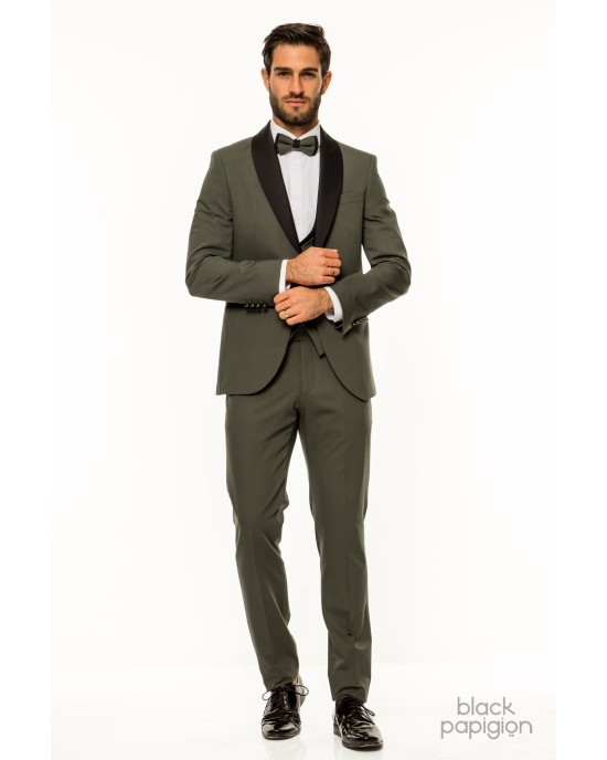 Κοστούμι 19V69 Italia Versace Abbigliamento Bruno Rolex λαδί SLIM FIT