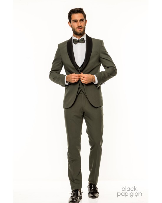 Κοστούμι 19V69 Italia Versace Abbigliamento Bruno Rolex λαδί SLIM FIT