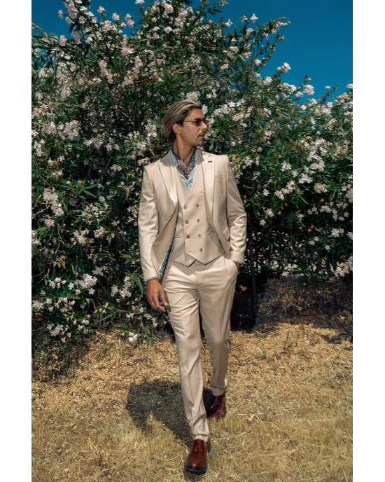 Κοστούμι Black Papigion Toscany σομόν SLIM FIT