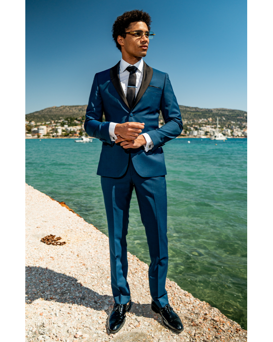 Κοστούμι Guy Laroche Homme πετρόλ SLIM FIT