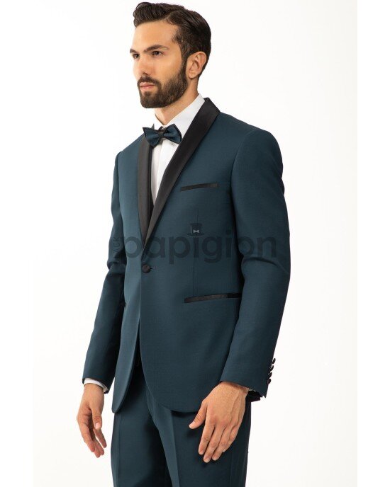 Κοστούμι Vittorio Smokin πετρόλ SLIM FIT