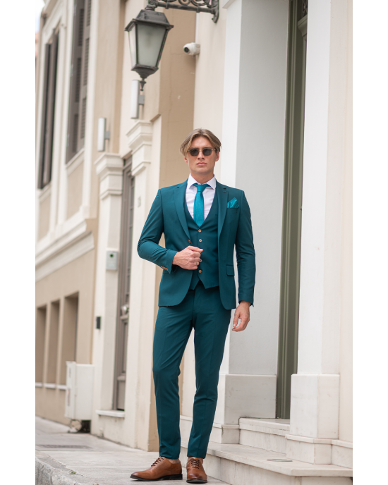 Κοστούμι Black Papigion πετρόλ SLIM FIT