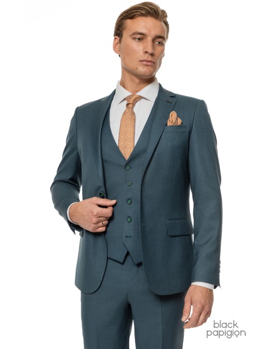 Κοστούμι Black Papigion πετρόλ SLIM FIT