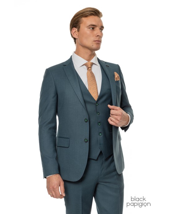 Κοστούμι Black Papigion πετρόλ SLIM FIT