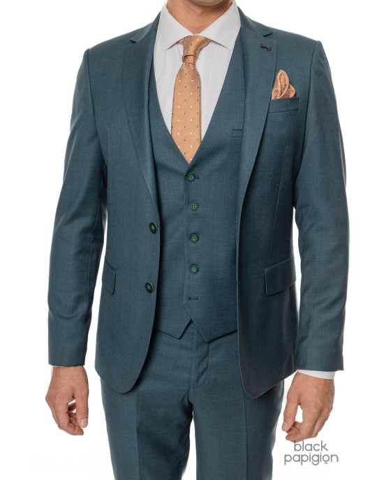 Κοστούμι Black Papigion πετρόλ SLIM FIT