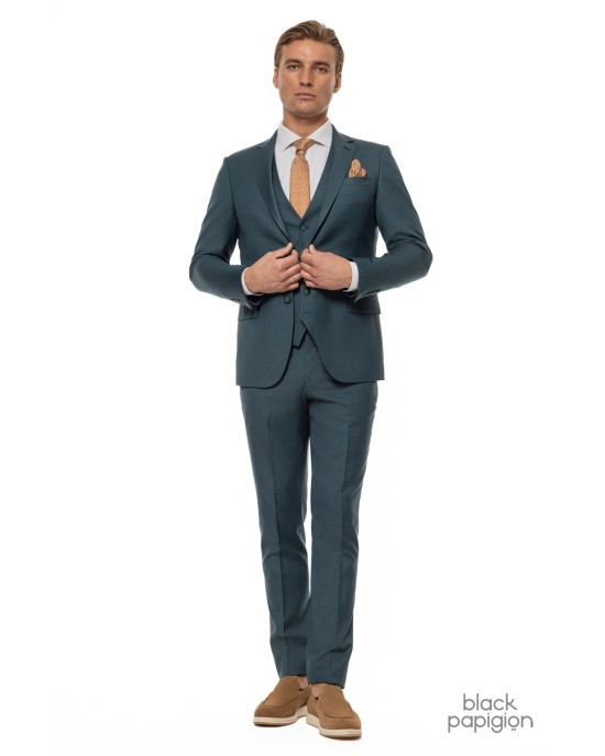 Κοστούμι Black Papigion πετρόλ SLIM FIT