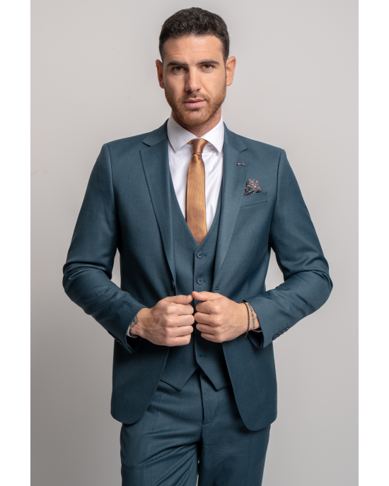 Κοστούμι Black Papigion Veneto πετρόλ SLIM FIT