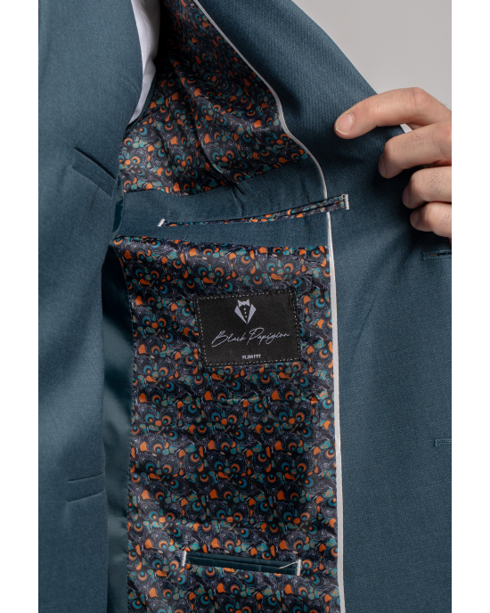 Κοστούμι Black Papigion Veneto πετρόλ SLIM FIT