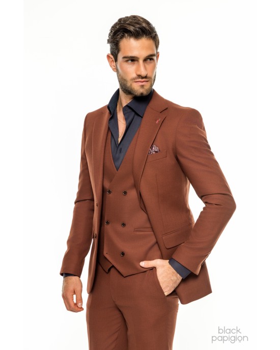 Κοστούμι Vittorio Adriano κεραμιδί SLIM FIT