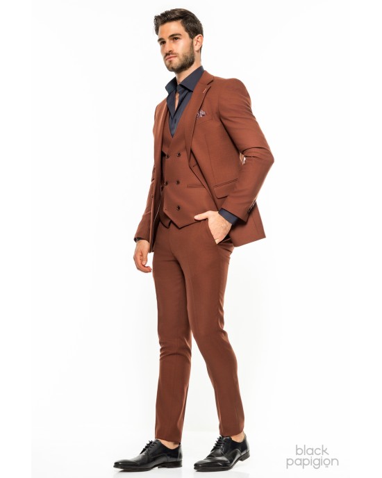 Κοστούμι Vittorio Adriano κεραμιδί SLIM FIT