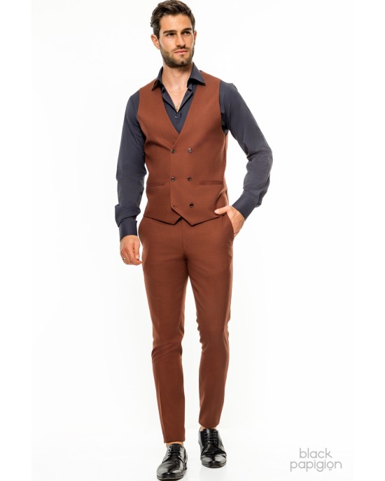 Κοστούμι Vittorio Adriano κεραμιδί SLIM FIT