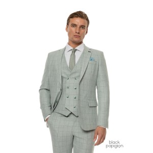 Κοστούμι Black Papigion μέντας με καρό πράσινο