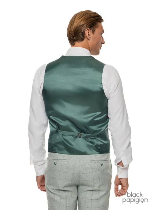 Κοστούμι Black Papigion μέντας με καρό πράσινο SLIM FIT