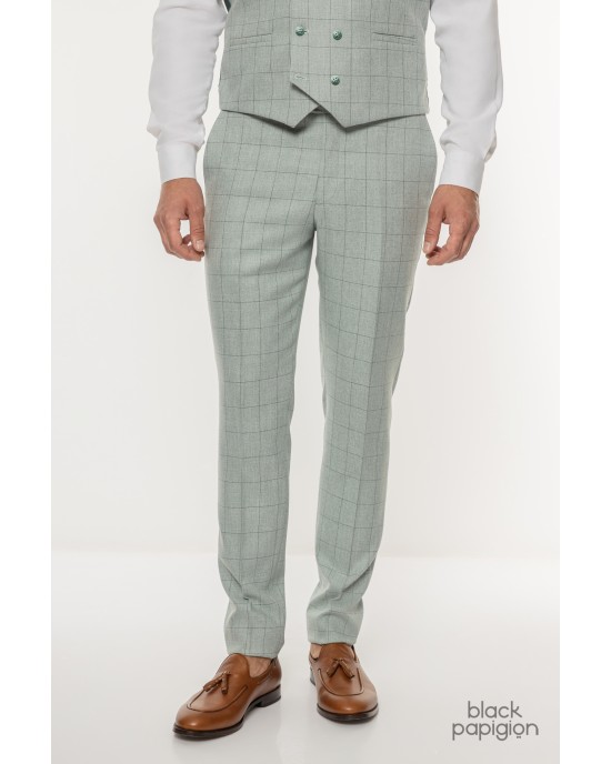 Κοστούμι Black Papigion μέντας με καρό πράσινο SLIM FIT