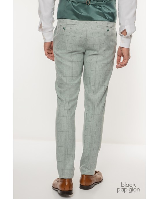 Κοστούμι Black Papigion μέντας με καρό πράσινο SLIM FIT