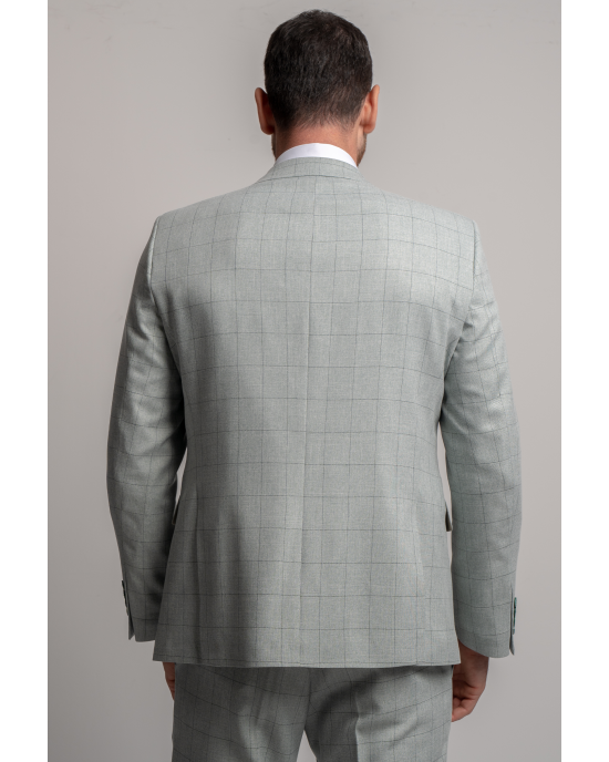 Κοστούμι Black Papigion Letce μέντας με καρό πράσινο SLIM FIT