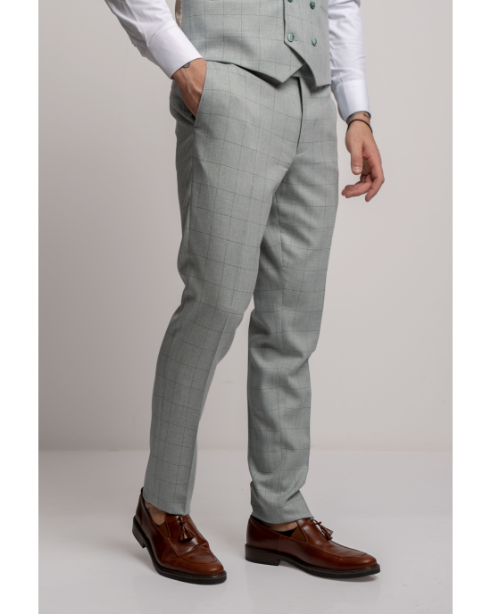 Κοστούμι Black Papigion Letce μέντας με καρό πράσινο SLIM FIT