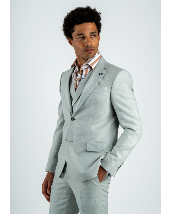 Κοστούμι Black Papigion Amalfi Λινό μέντα SLIM FIT