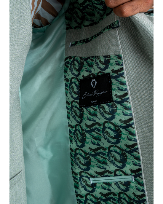 Κοστούμι Black Papigion Amalfi Λινό μέντα SLIM FIT