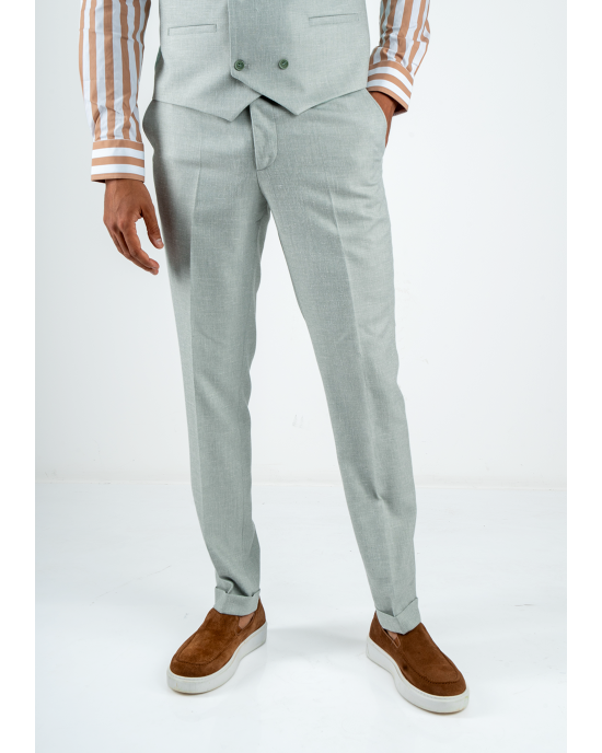 Κοστούμι Black Papigion Amalfi Λινό μέντα SLIM FIT